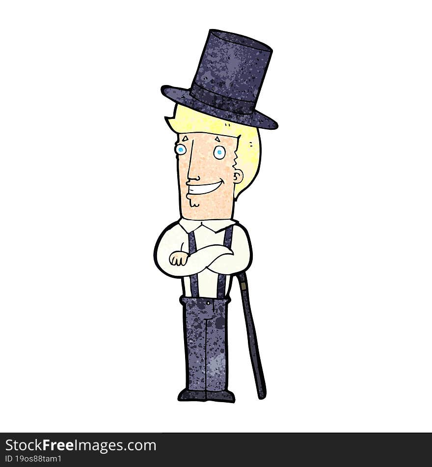 Cartoon Man Wearing Top Hat