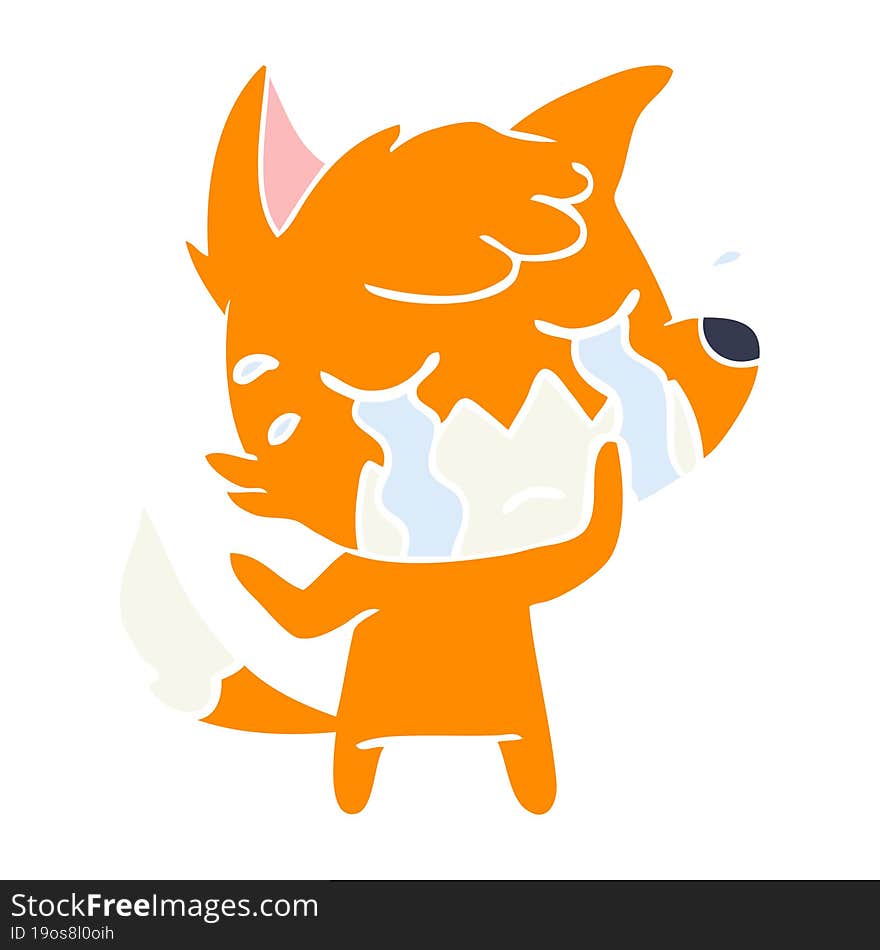 crying fox flat color style cartoon