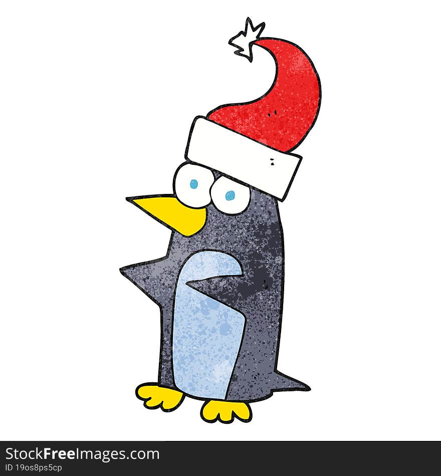 textured cartoon christmas penguin