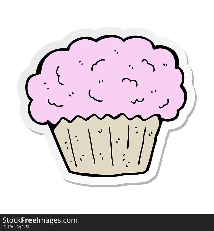 sticker of a cartoon cupcake