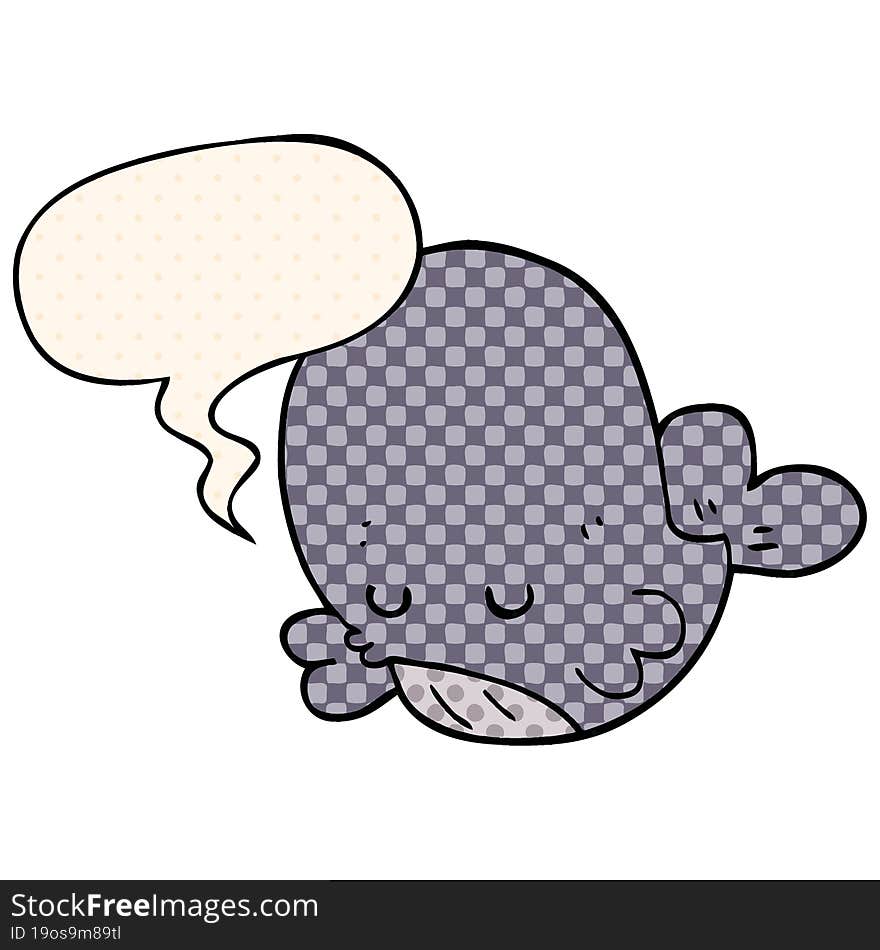 cartoon whale and speech bubble in comic book style