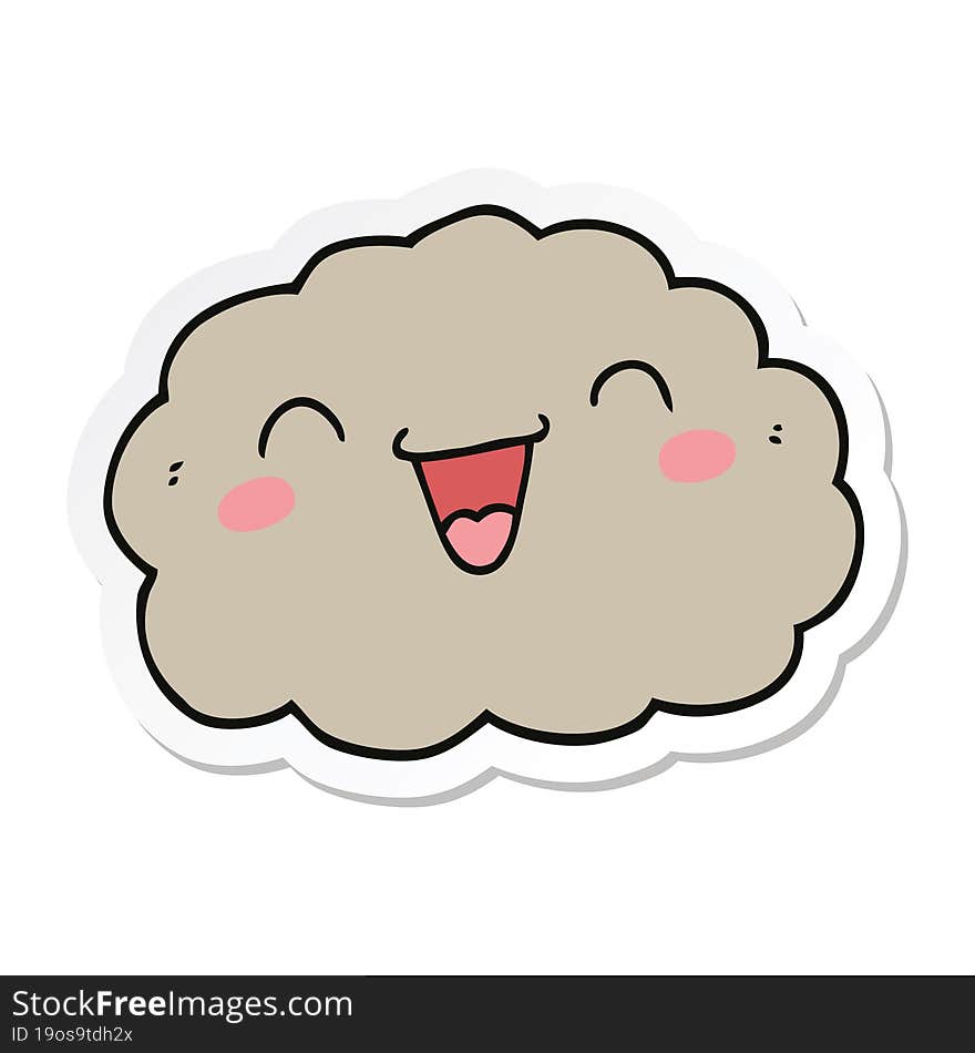 sticker of a happy cartoon cloud