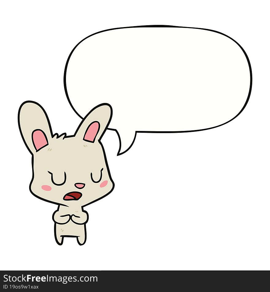 cartoon rabbit talking and speech bubble