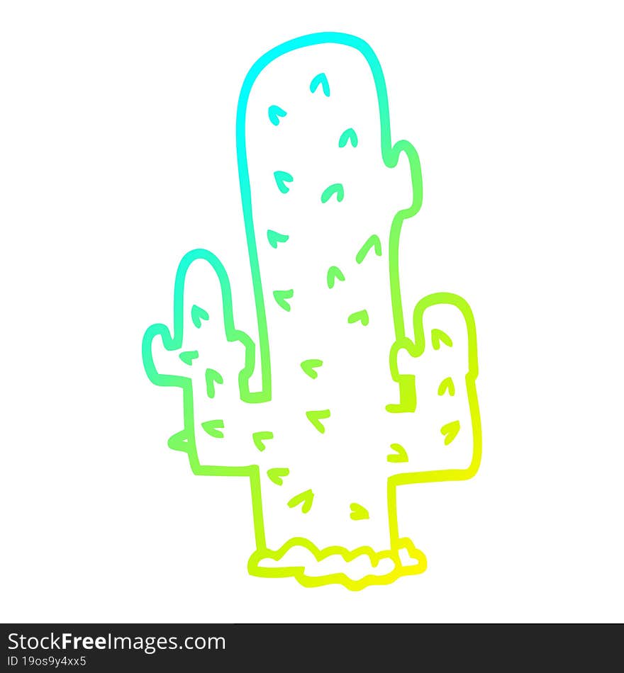 cold gradient line drawing cartoon cactus