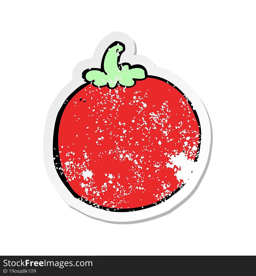 distressed sticker of a cartoon tomato