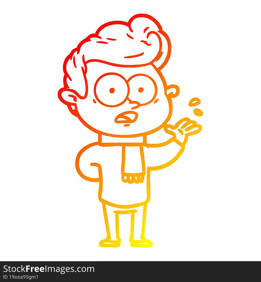 warm gradient line drawing cartoon staring man