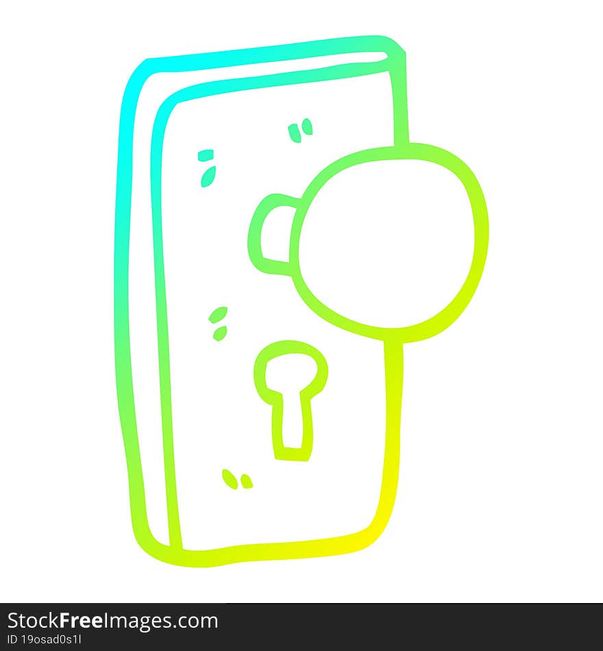 Cold Gradient Line Drawing Cartoon Door Handle With Keyhole