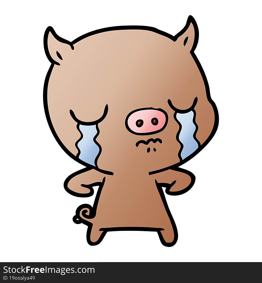 cartoon pig crying. cartoon pig crying