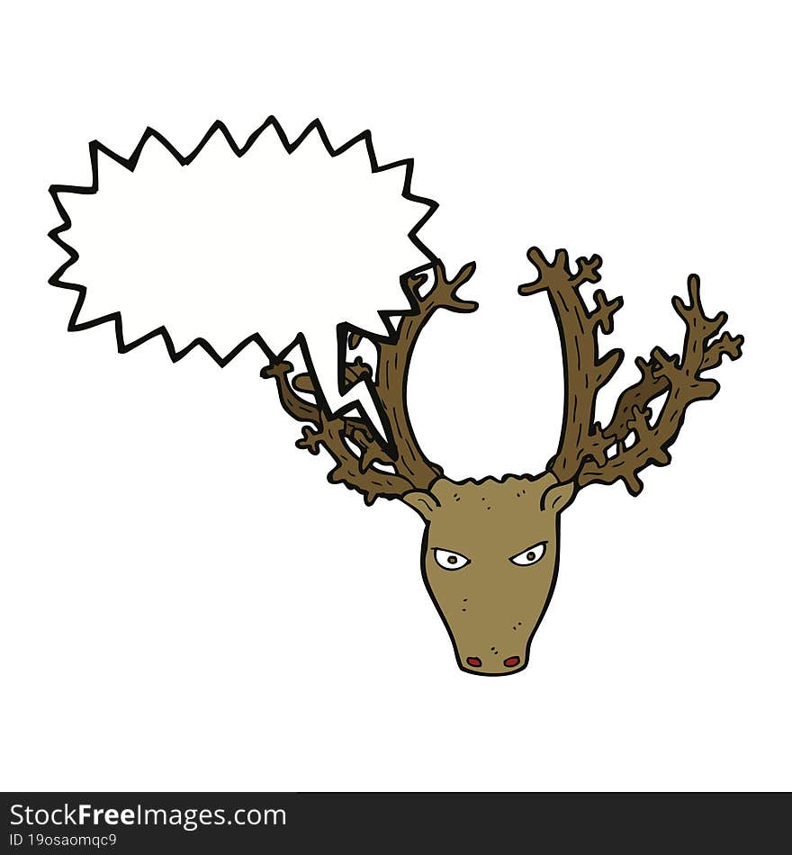 cartoon stag head with speech bubble