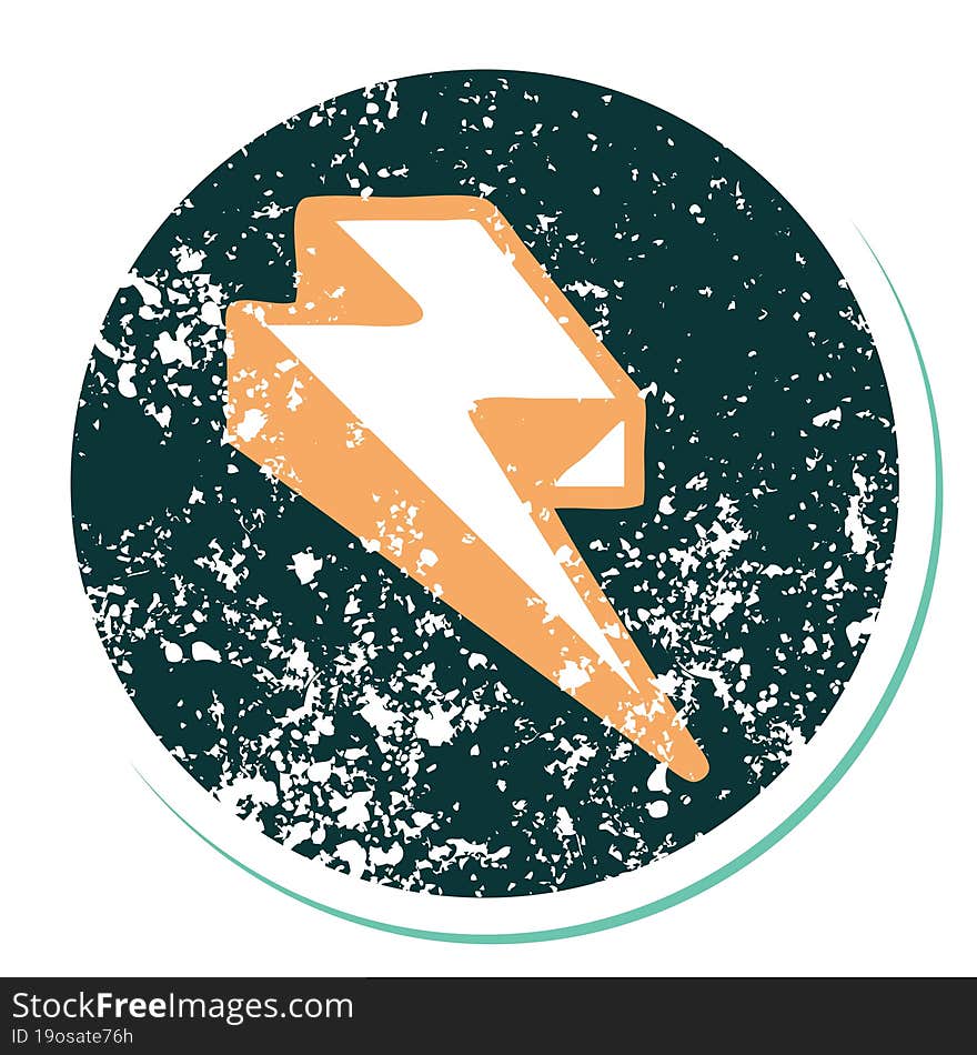 Distressed Sticker Tattoo Style Icon Of Lightning  Bolt