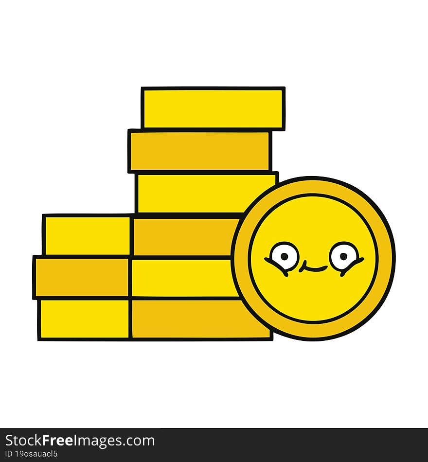 cute cartoon of a coins. cute cartoon of a coins