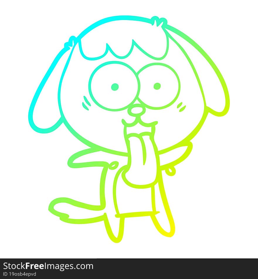 cold gradient line drawing of a cute cartoon dog