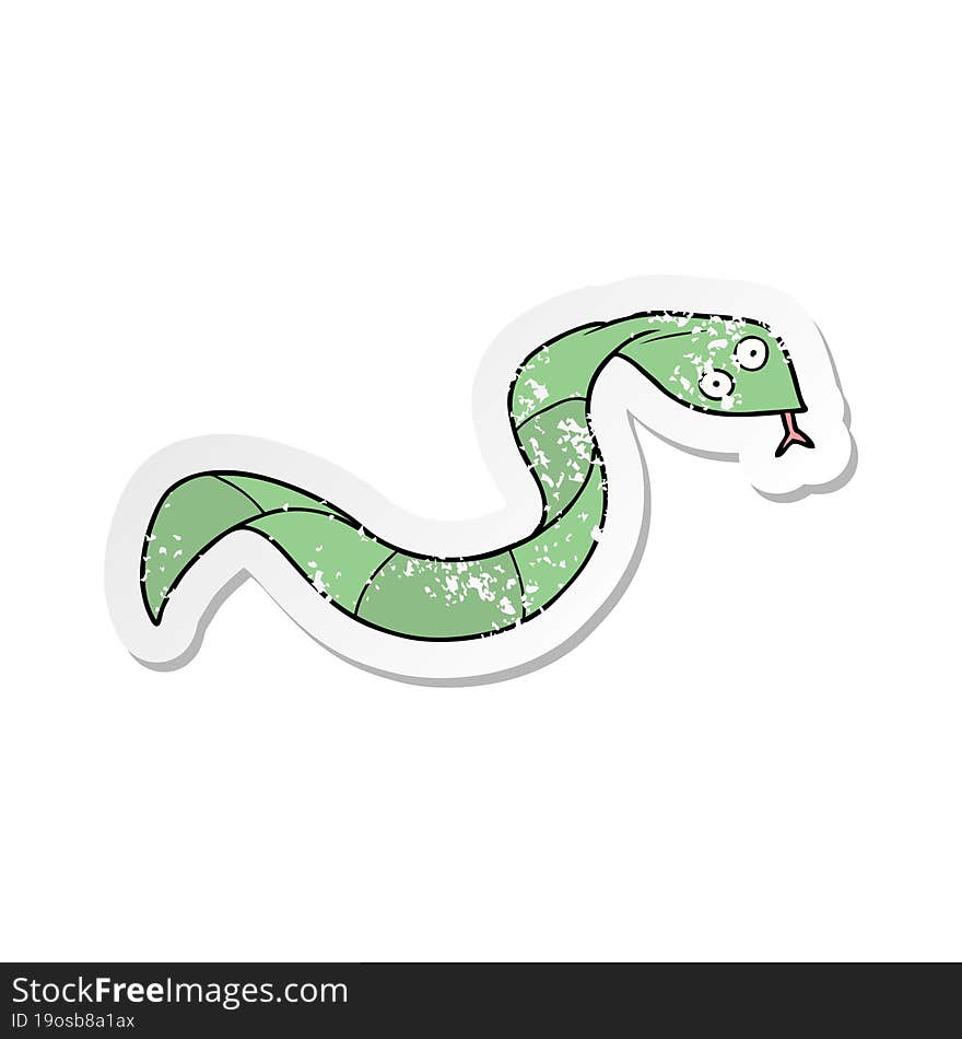 distressed sticker of a cartoon snake