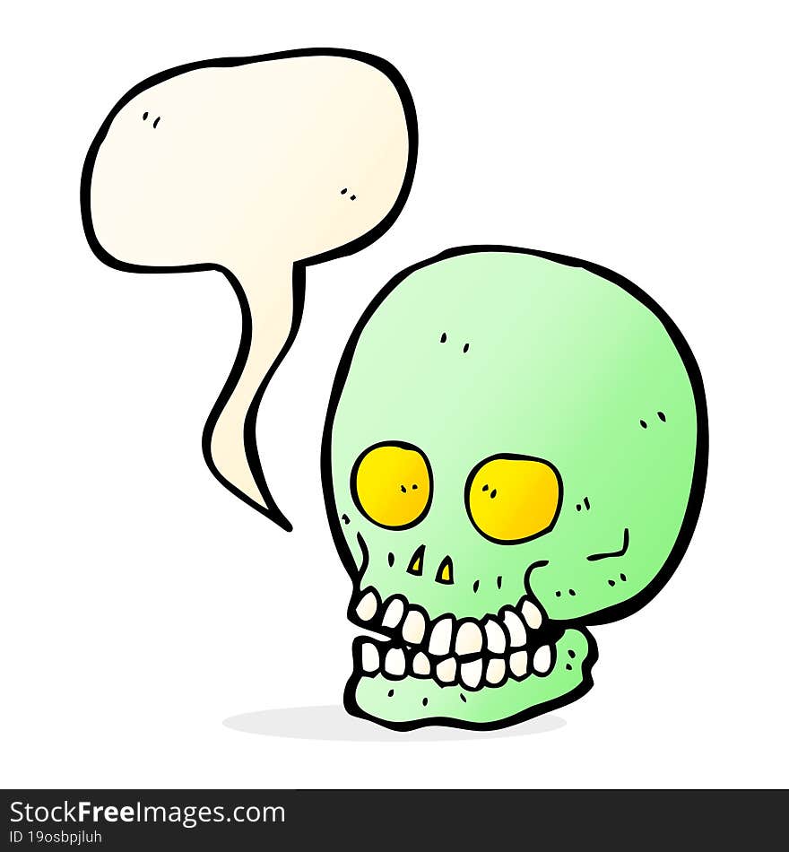 cartoon skull with speech bubble