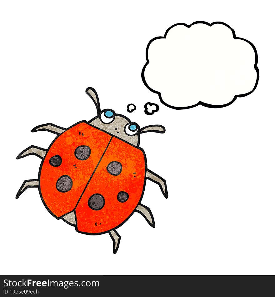 thought bubble textured cartoon ladybug