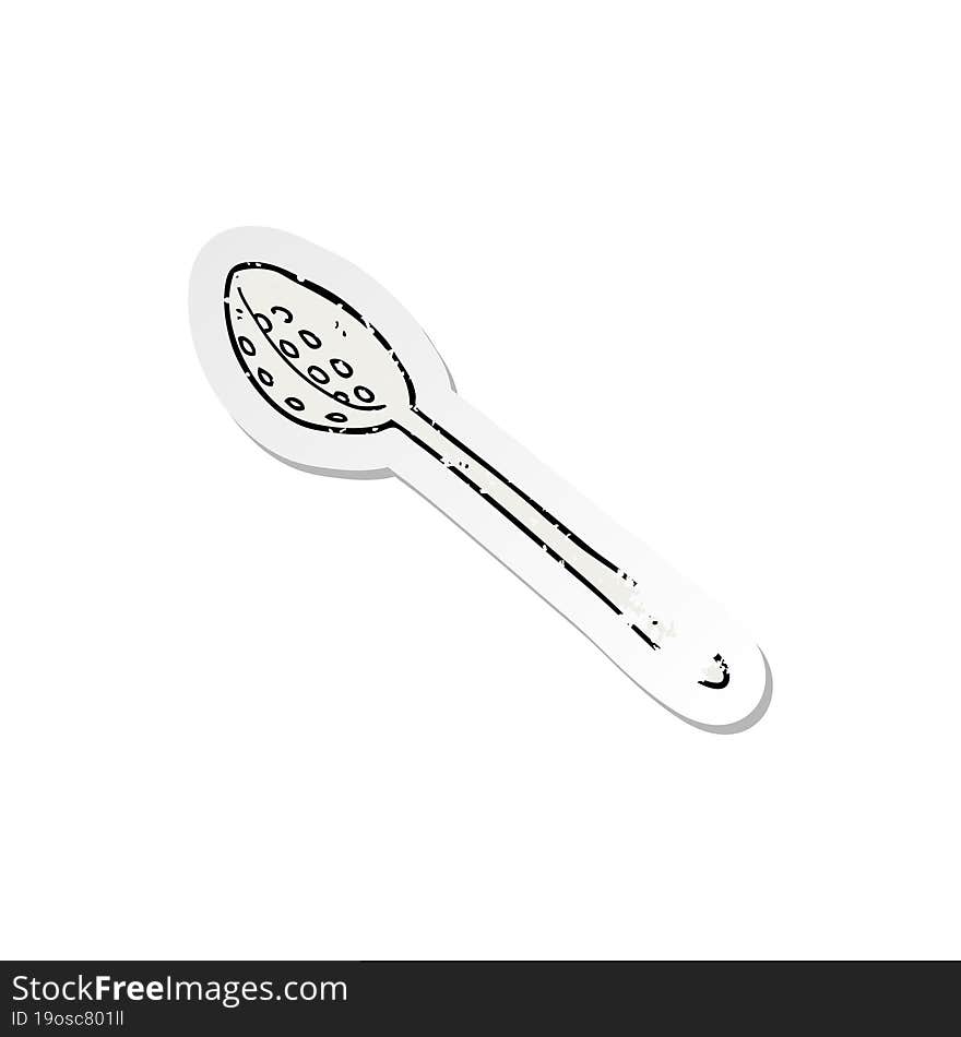 Retro Distressed Sticker Of A Cartoon Ladle