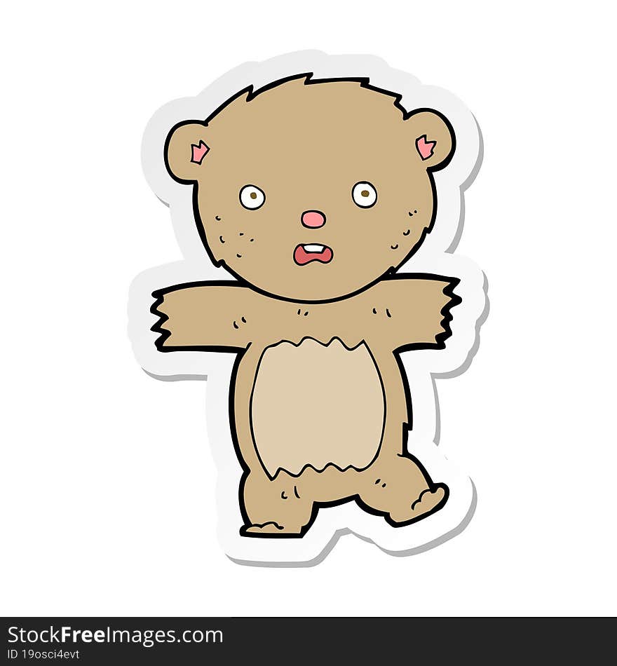 sticker of a cartoon shocked teddy bear