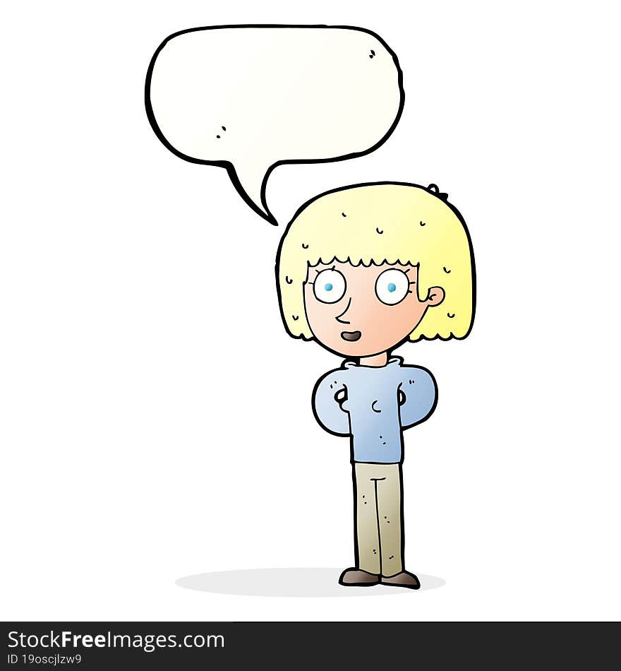 Cartoon Staring Woman With Speech Bubble