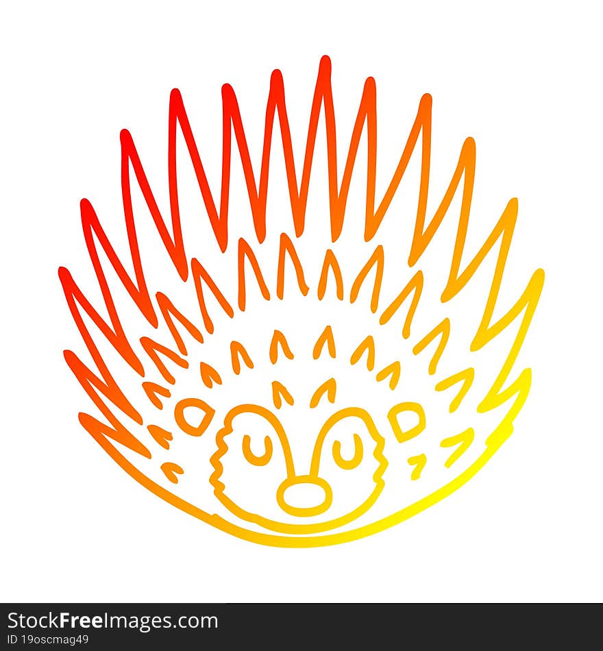 Warm Gradient Line Drawing Cartoon Spiky Hedgehog