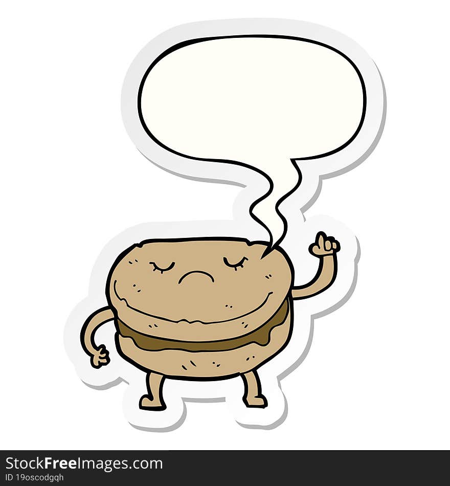 Cartoon Biscuit And Speech Bubble Sticker