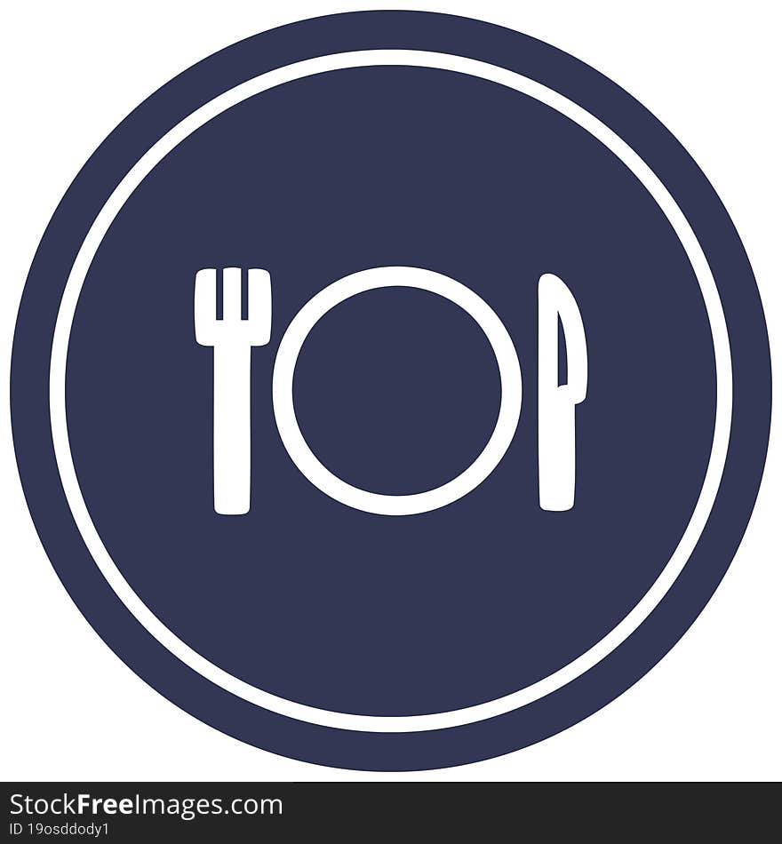 knife fork and plate circular icon