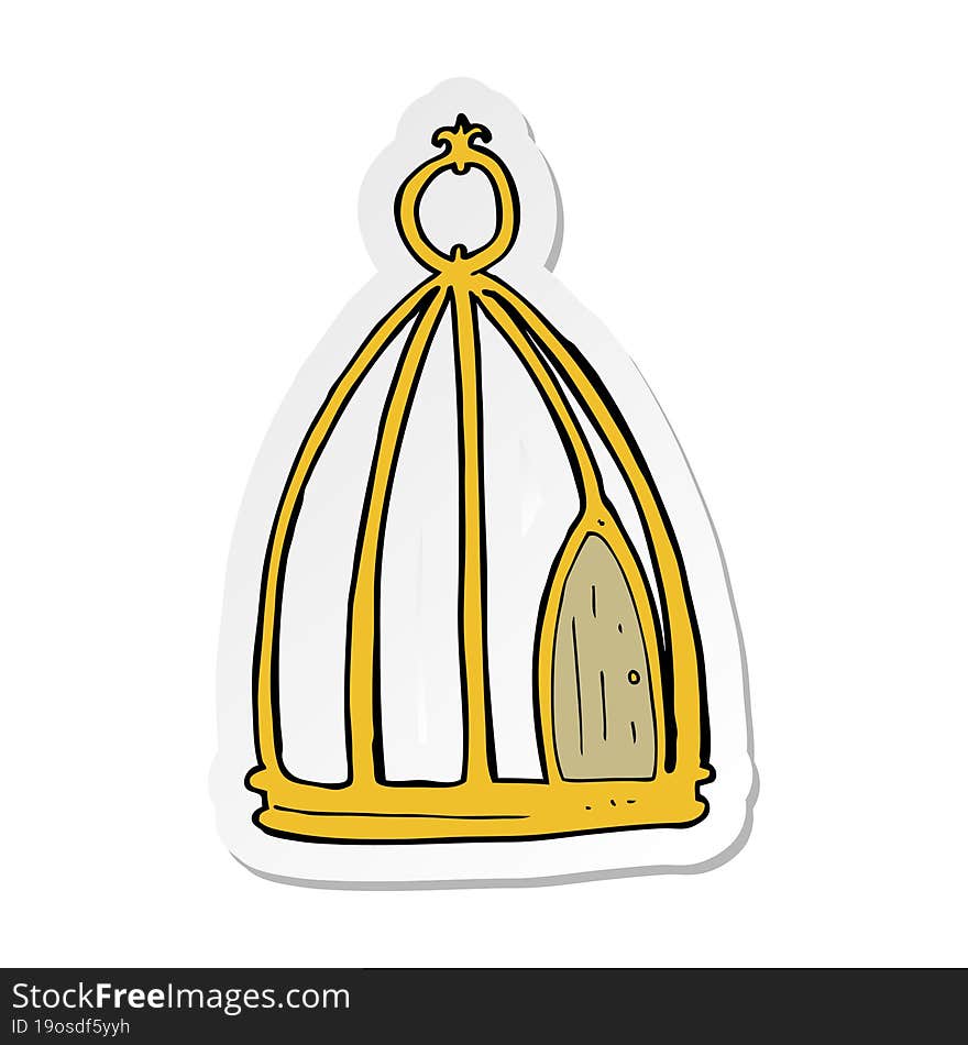 sticker of a cartoon bird cage