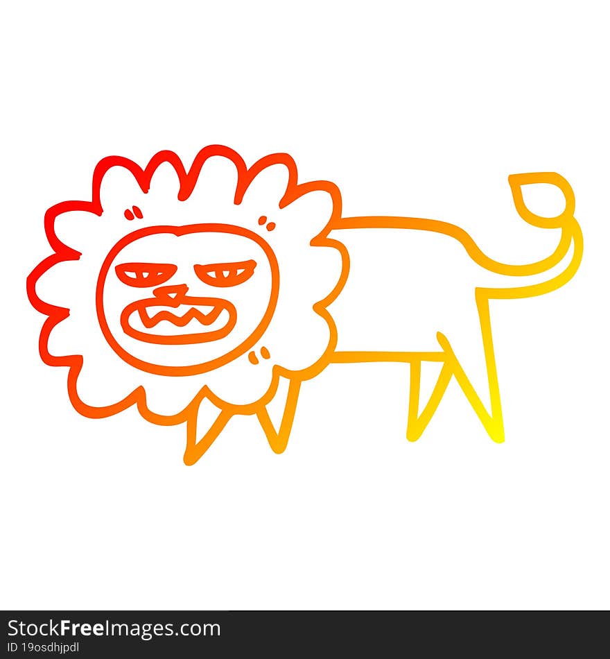 warm gradient line drawing cartoon angry lion