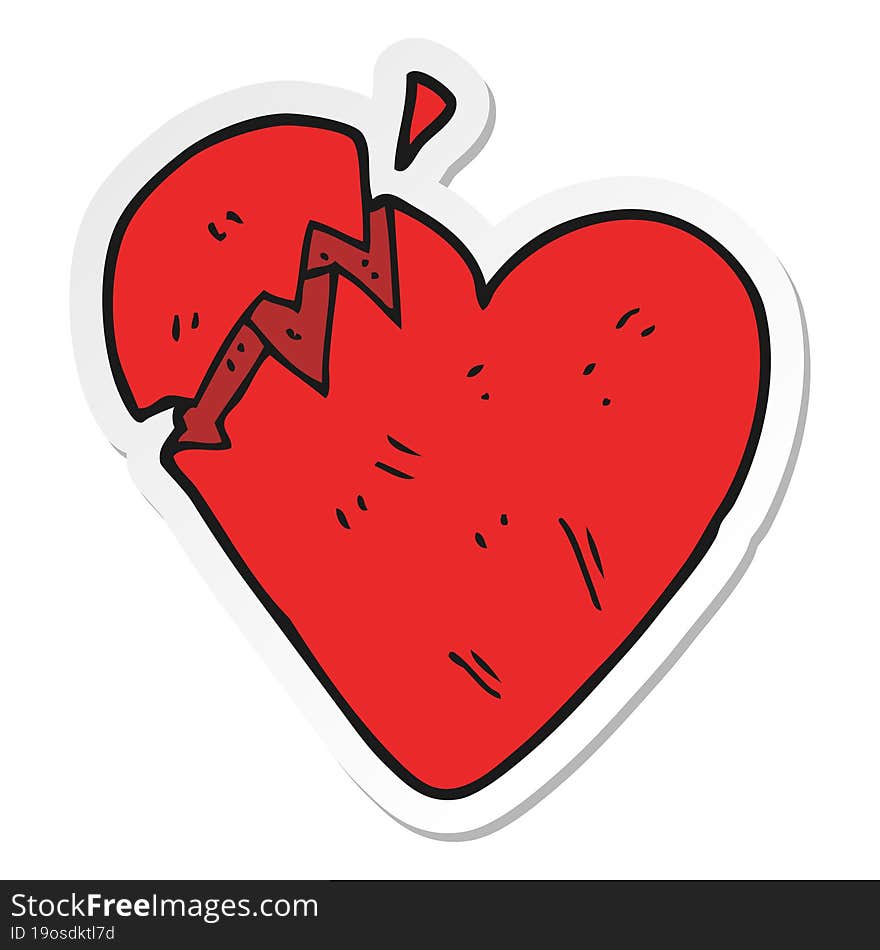 Sticker Of A Cartoon Broken Heart