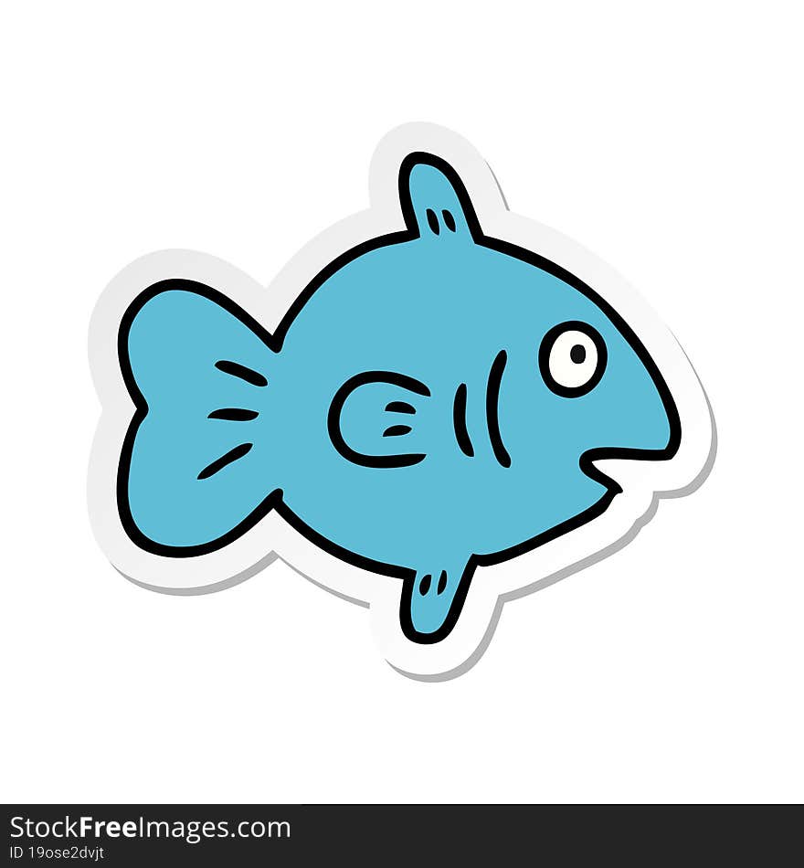 Sticker Cartoon Doodle Of A Marine Fish