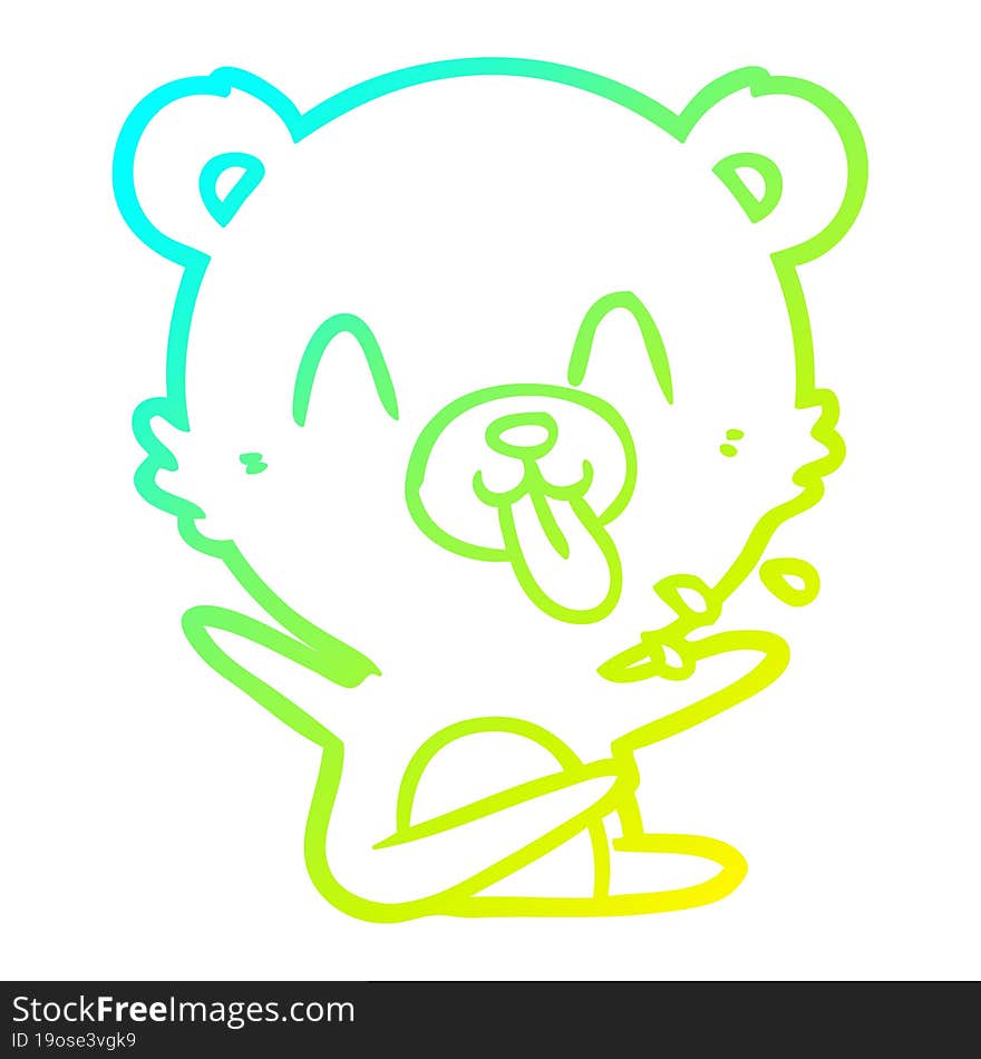 Cold Gradient Line Drawing Rude Cartoon Polar Bear Sticking Out Tongue