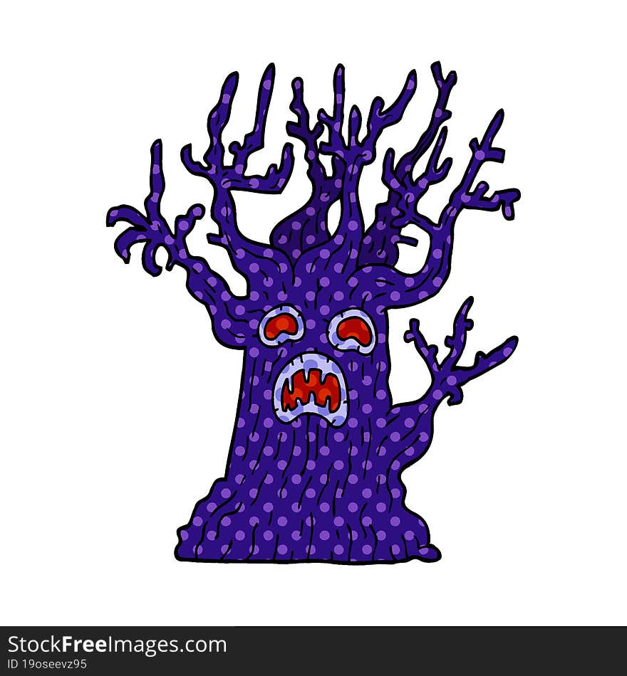 cartoon doodle spooky tree