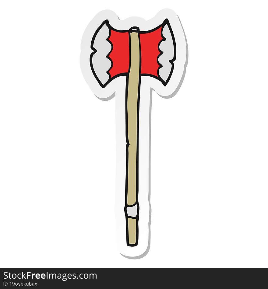 sticker of a cartoon axe