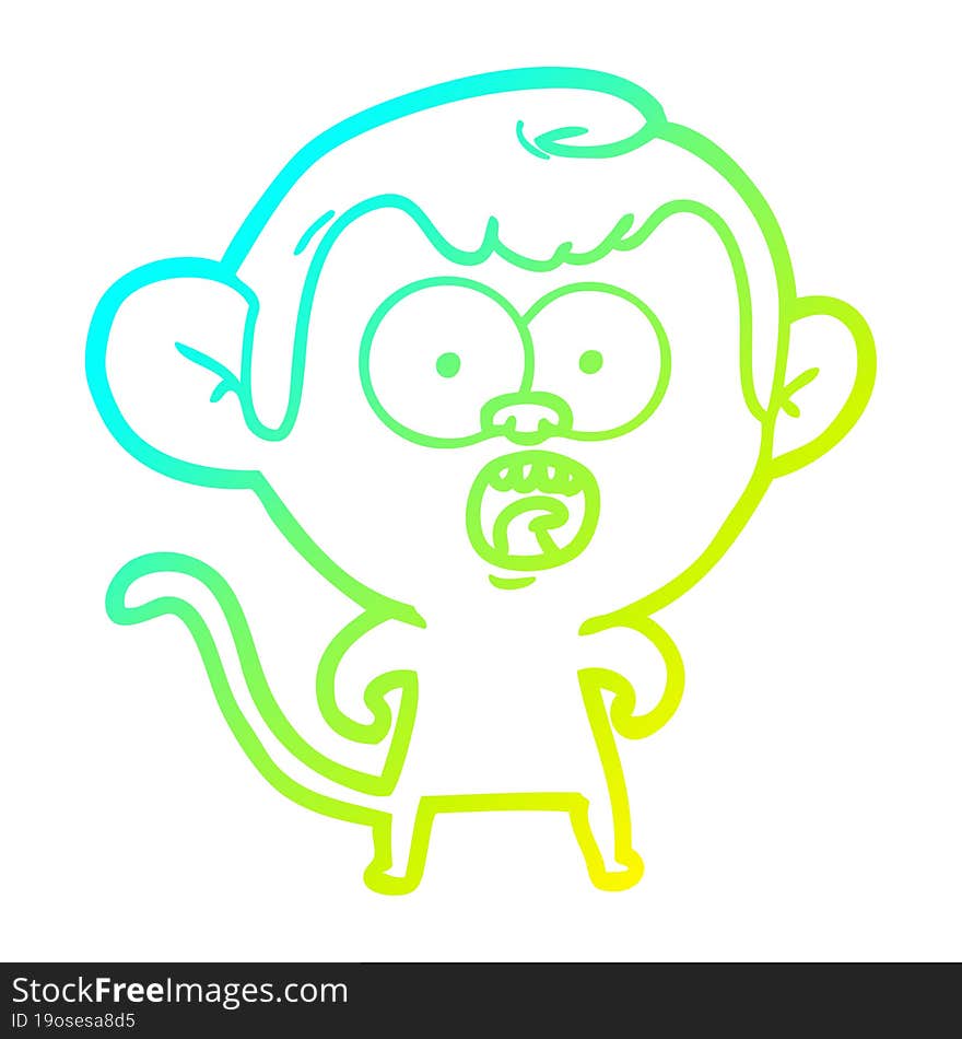 cold gradient line drawing cartoon shocked monkey