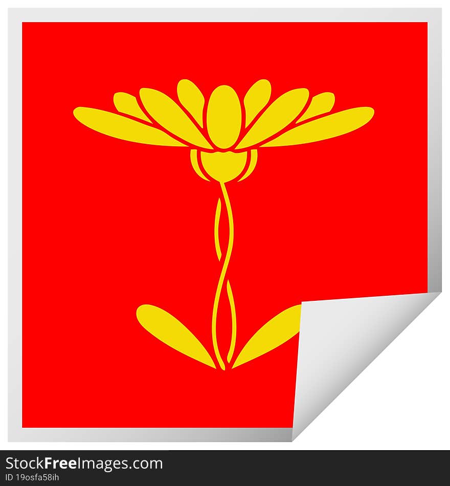 square peeling sticker cartoon flower