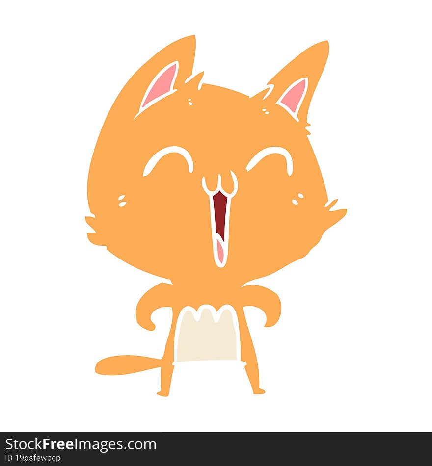 happy flat color style cartoon cat