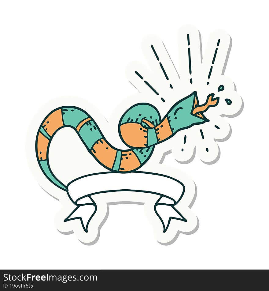 sticker of tattoo style hissing snake