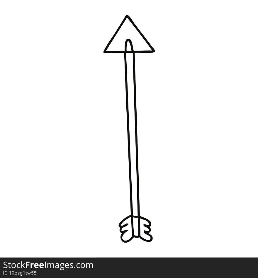 Quirky Line Drawing Cartoon Arrow