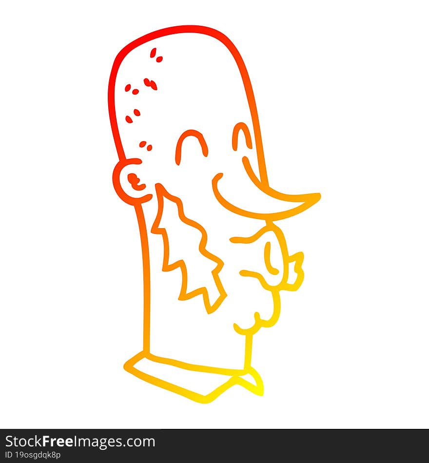 warm gradient line drawing cartoon man with side burns