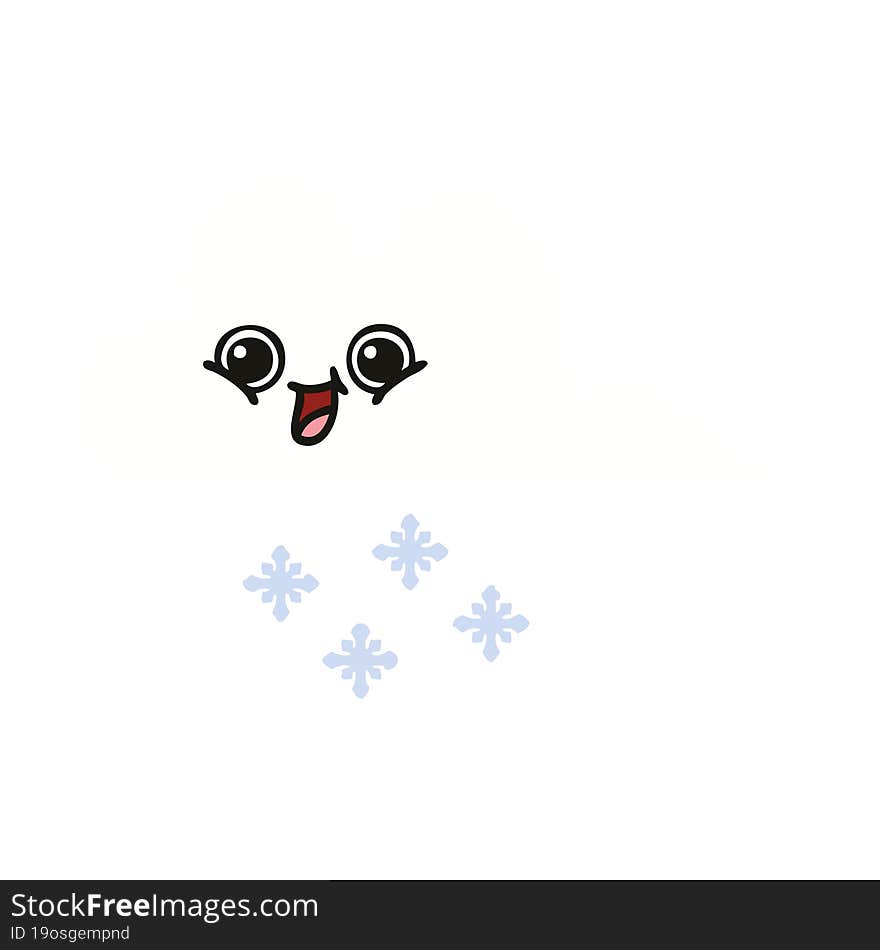 Flat Color Retro Cartoon Snow Cloud