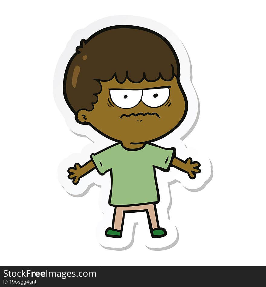 Sticker Of A Cartoon Angry Man