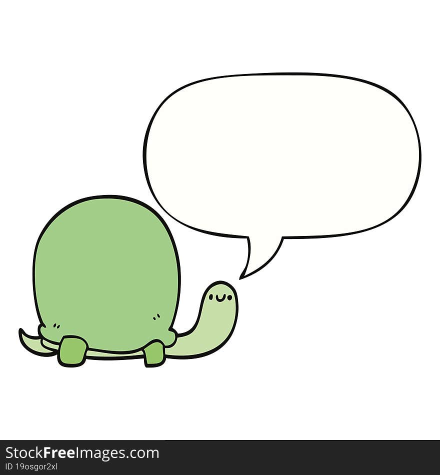 cute cartoon tortoise and speech bubble