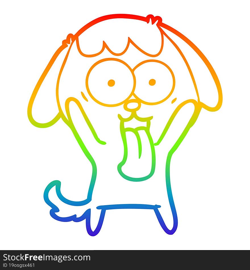 Rainbow Gradient Line Drawing Cute Cartoon Dog