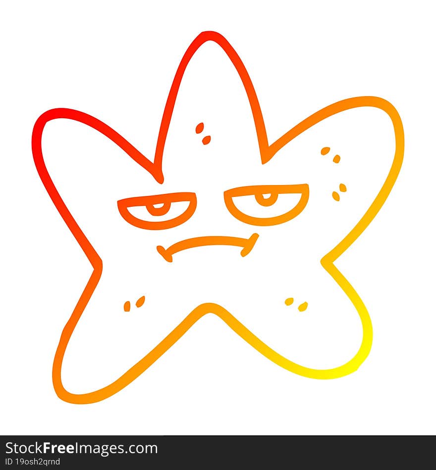 warm gradient line drawing of a cartoon star fish