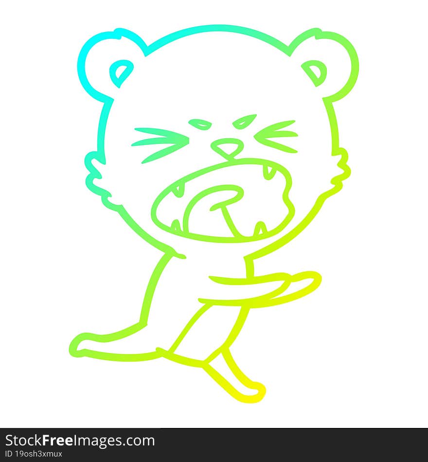 cold gradient line drawing angry cartoon bear shouting