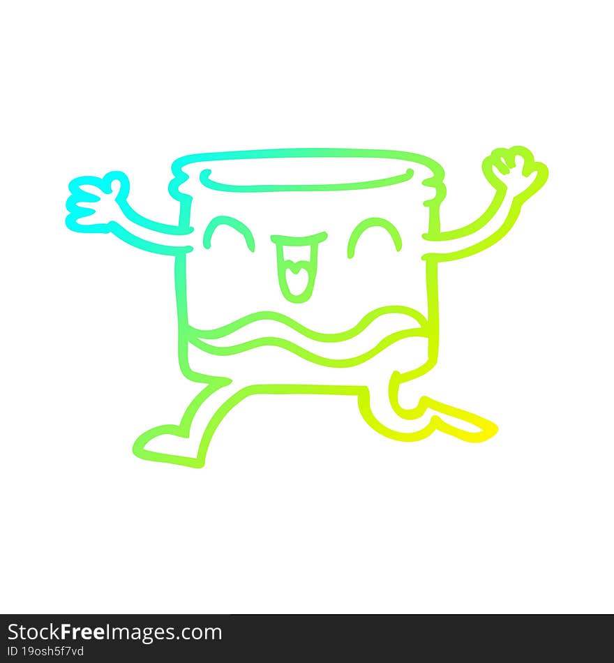 cold gradient line drawing of a cartoon happy tumbler