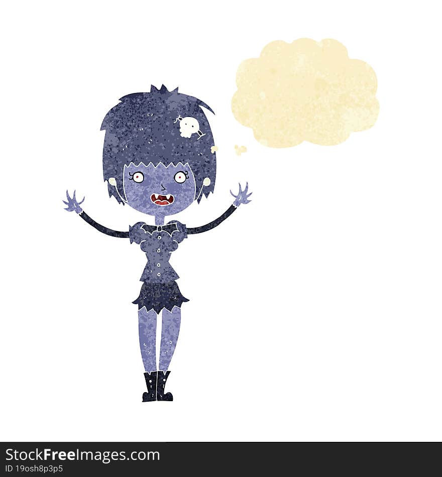 Cartoon Vampire Girl With Thought Bubble