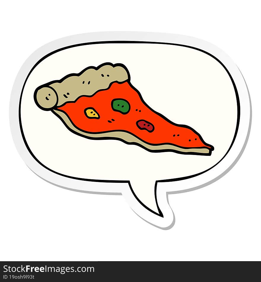 Cartoon Pizza And Speech Bubble Sticker