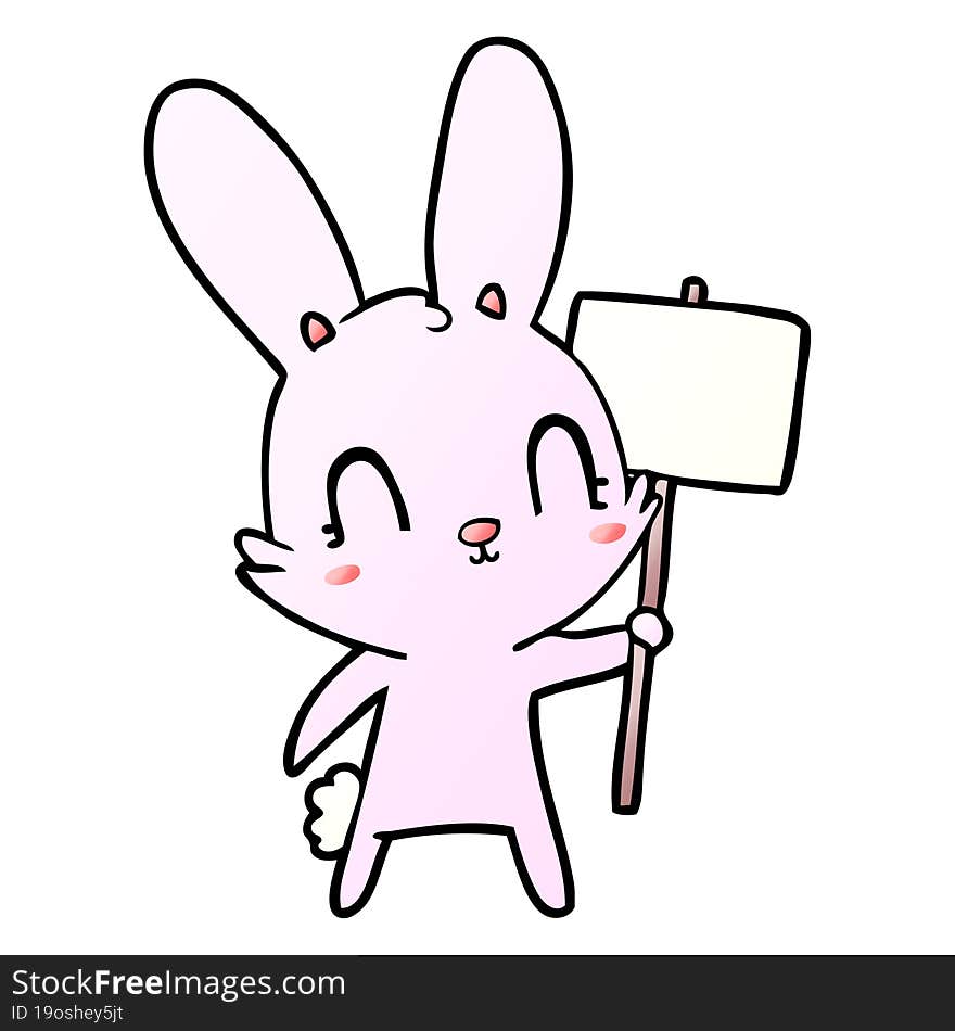 cute cartoon rabbit with sign. cute cartoon rabbit with sign