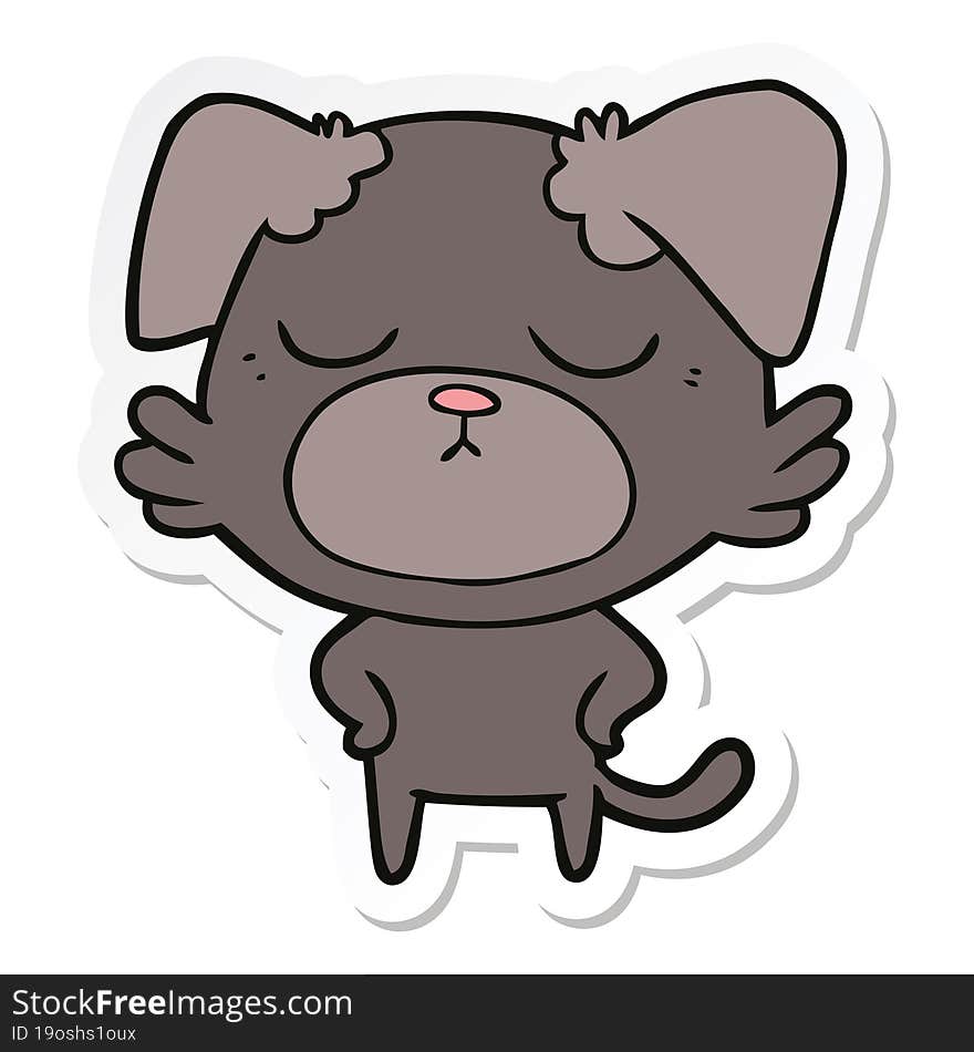 Sticker Of A Cute Cartoon Dog