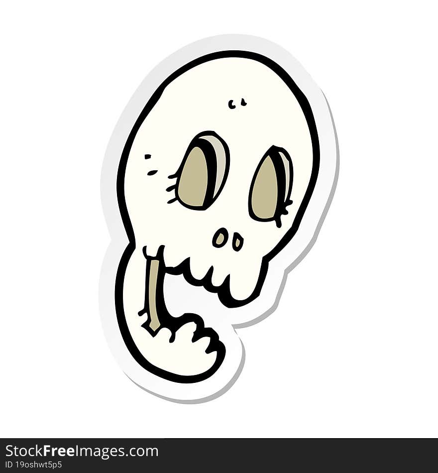 Sticker Of A Funny Cartoon Skull